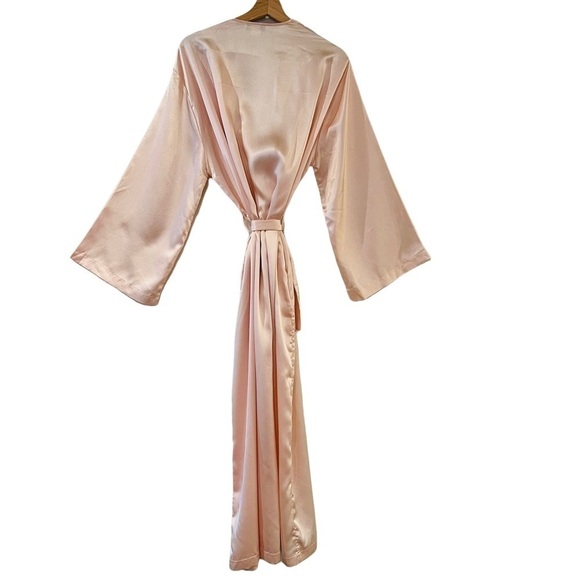 VALENTINO INTIMO For Saks Vintage Pink Satin Ribbon & Lace Detail Robe Size L - Picture 6 of 9